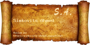 Simkovits Ahmed névjegykártya
